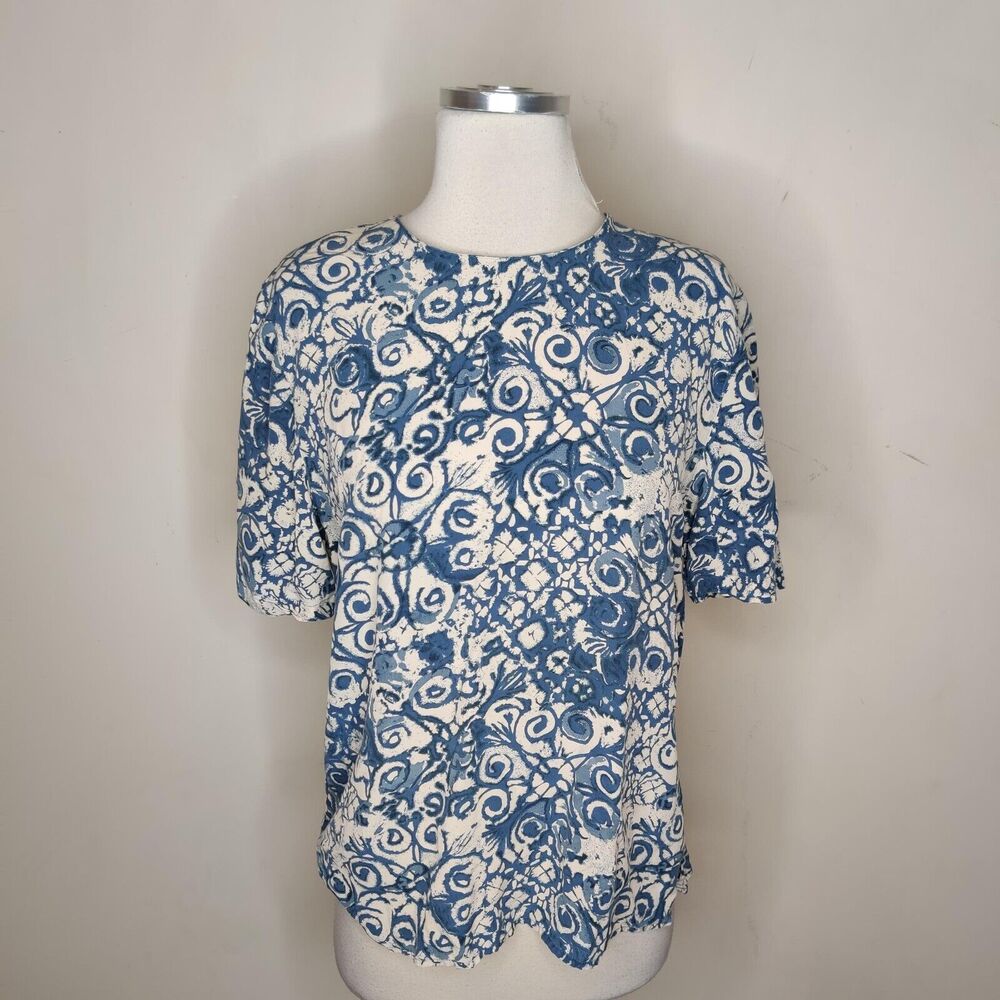 Christie & Jill Silk Floral Blouse Short Sleeve 80s